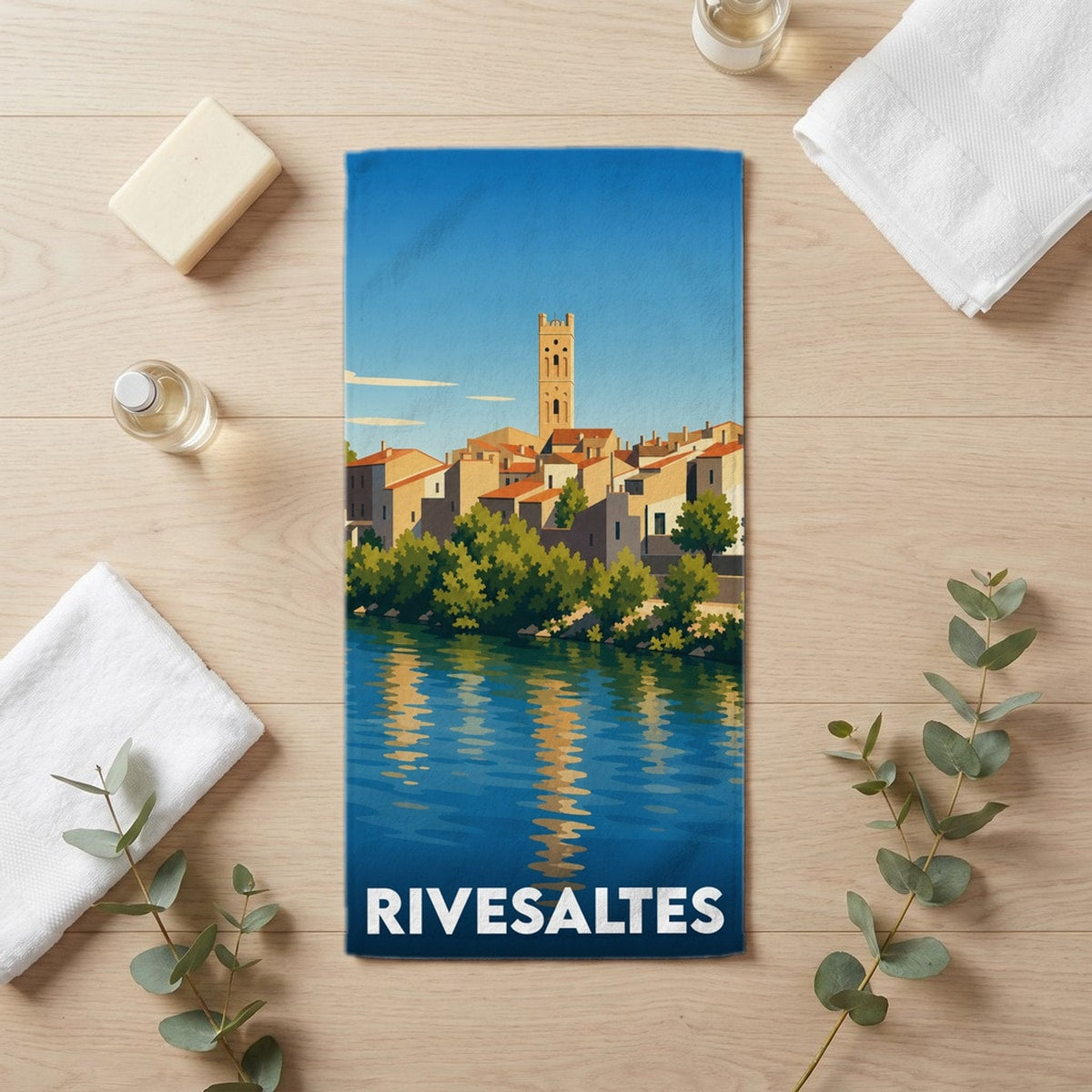 Serviette de bain 30 cm x 60 cm souvenir de Rivesaltes