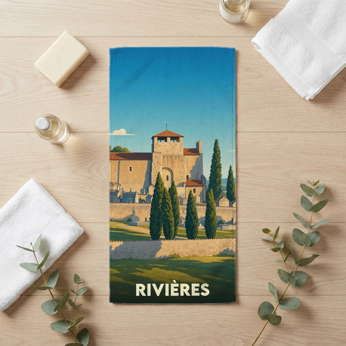 Serviette de bain 30 cm x 60 cm souvenir de Rivières