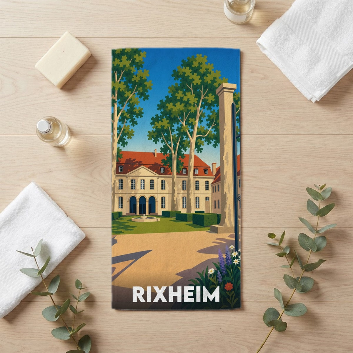 Serviette de bain 30 cm x 60 cm souvenir de Rixheim