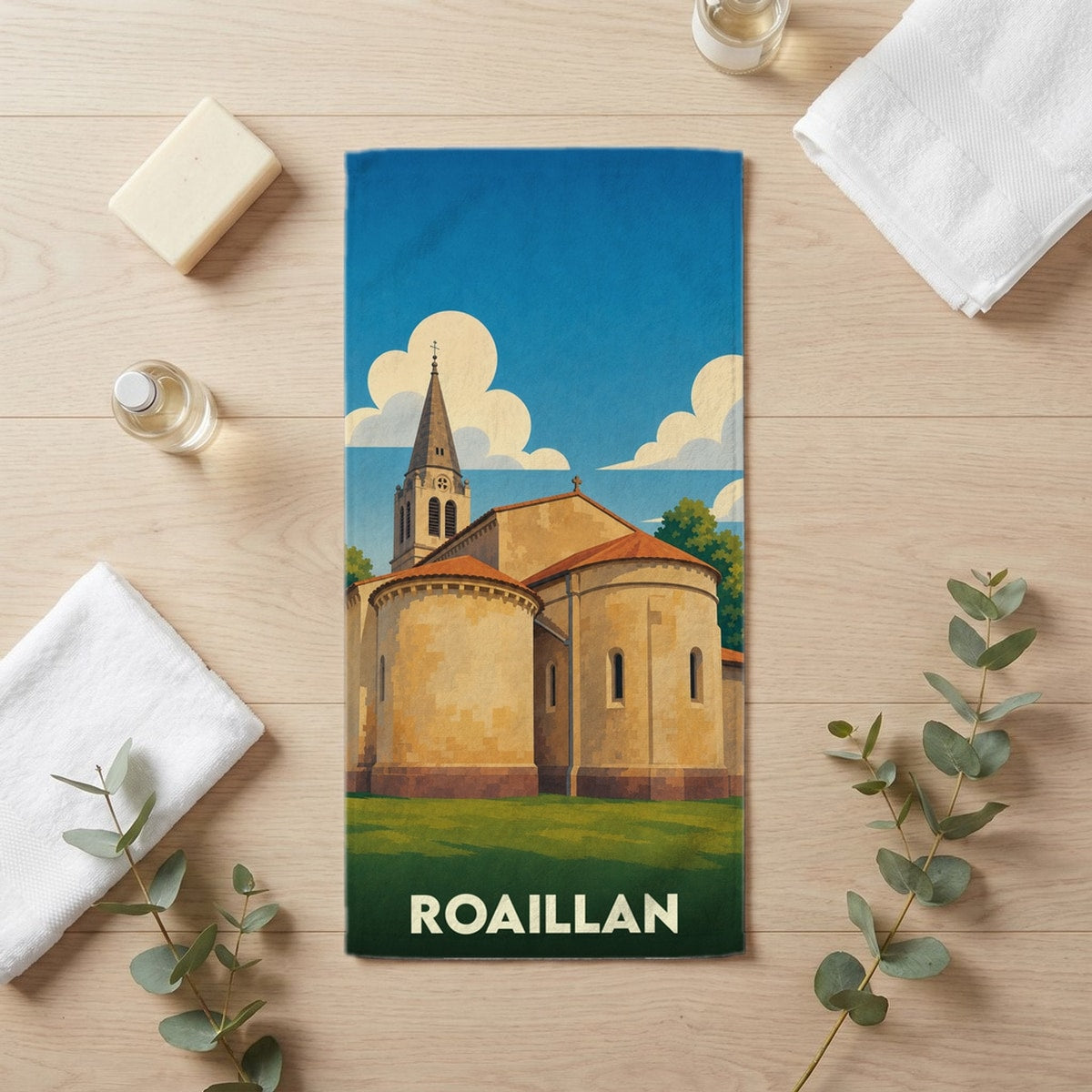 Serviette de bain 30 cm x 60 cm souvenir de Roaillan