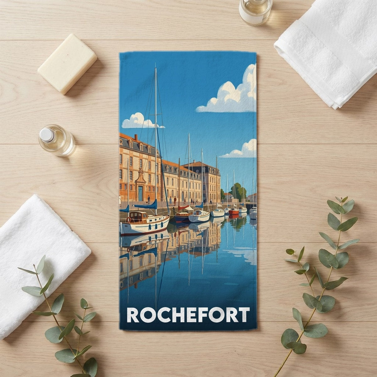 Serviette de bain 30 cm x 60 cm souvenir de Rochefort