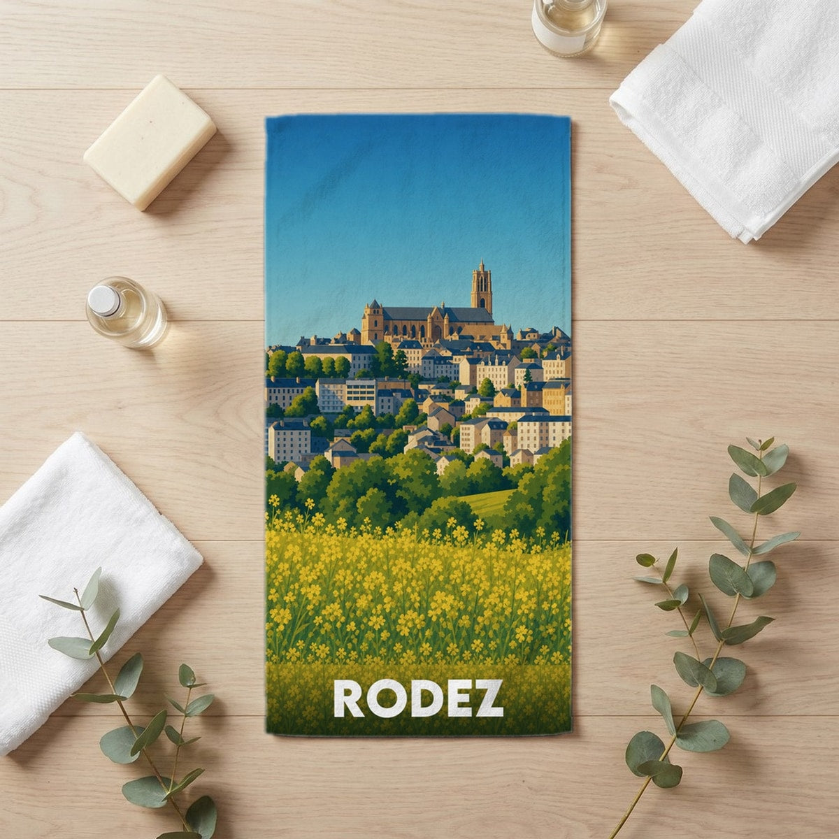 Serviette de bain 30 cm x 60 cm souvenir de Rodez