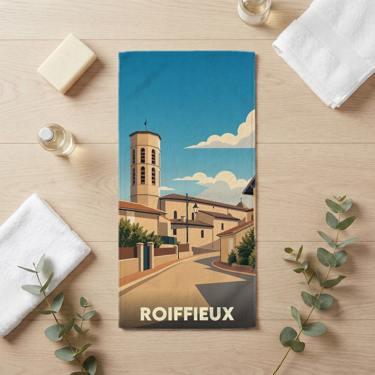 Serviette de bain 30 cm x 60 cm souvenir de Roiffieux