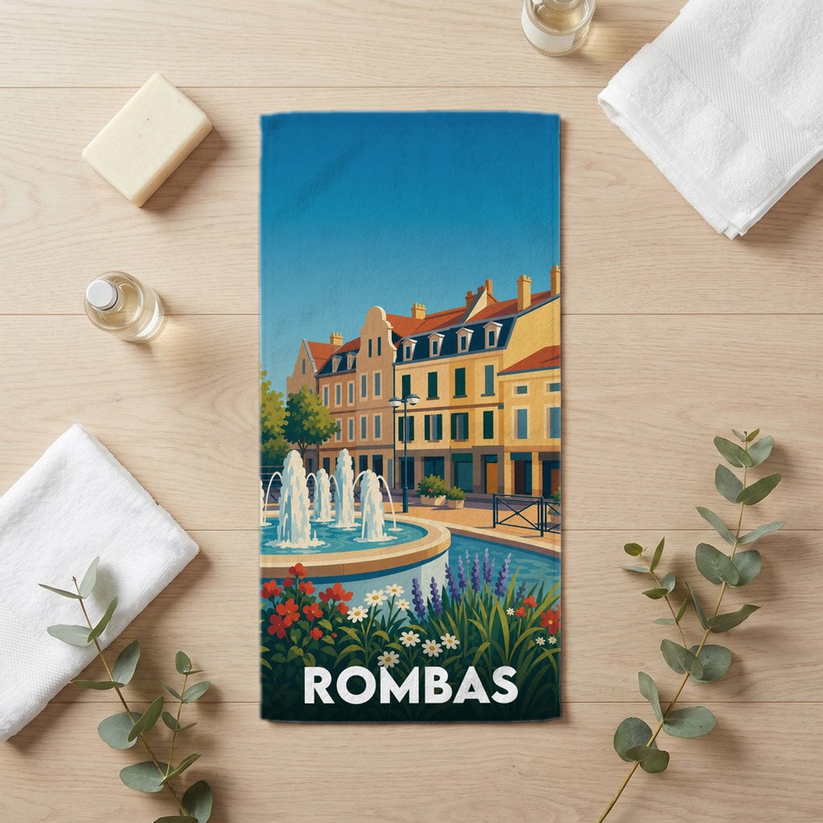 Serviette de bain 30 cm x 60 cm souvenir de Rombas