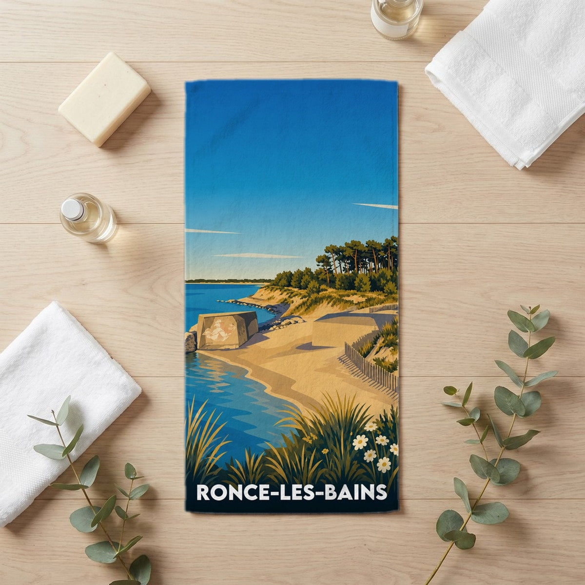 Serviette de bain 30 cm x 60 cm souvenir de Ronce-les-Bains