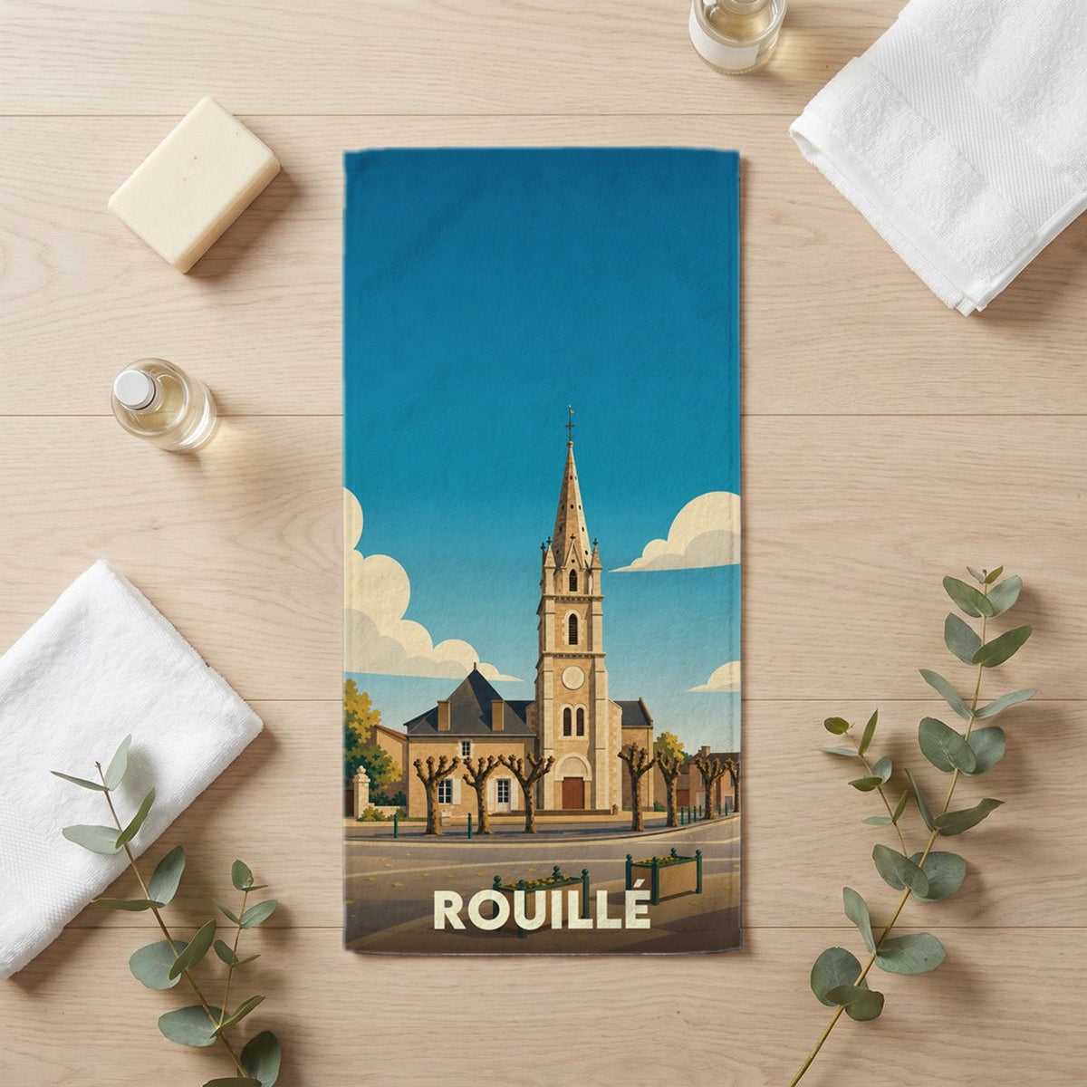 Serviette de bain 30 cm x 60 cm souvenir de Rouillé