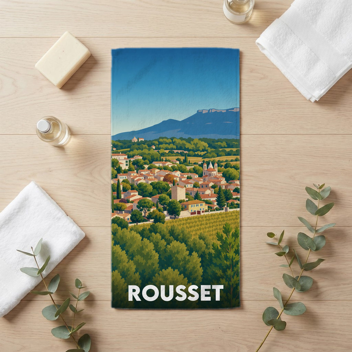 Serviette de bain 30 cm x 60 cm souvenir de Rousset