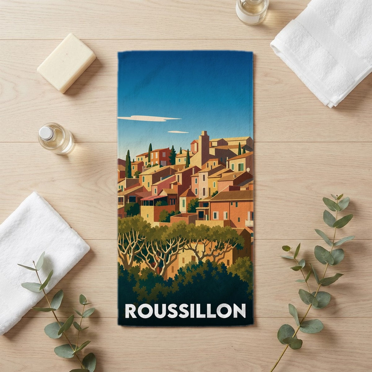 Serviette de bain 30 cm x 60 cm souvenir de Roussillon