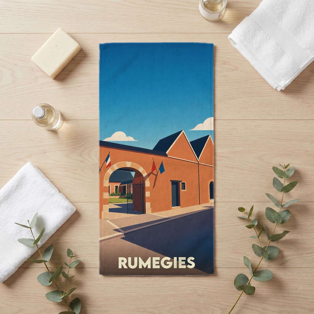 Serviette de bain 30 cm x 60 cm souvenir de Rumegies