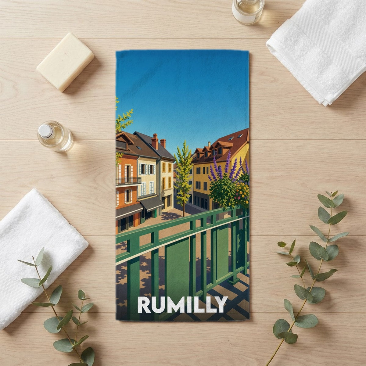 Serviette de bain 30 cm x 60 cm souvenir de Rumilly