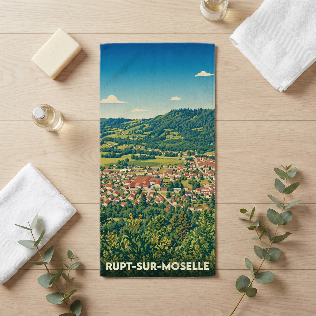 Serviette de bain 30 cm x 60 cm souvenir de Rupt-sur-Moselle