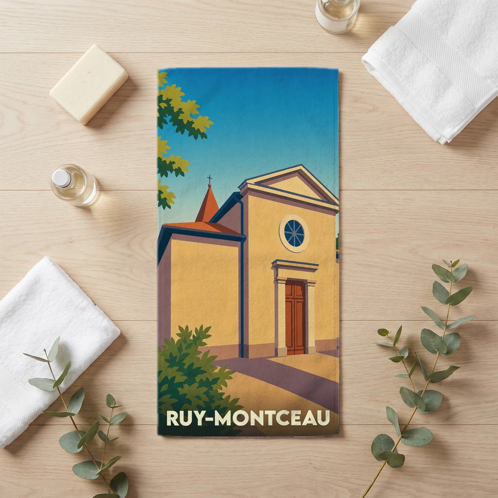 Serviette de bain 30 cm x 60 cm souvenir de Ruy-Montceau