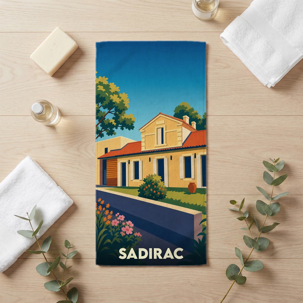 Serviette de bain 30 cm x 60 cm souvenir de Sadirac