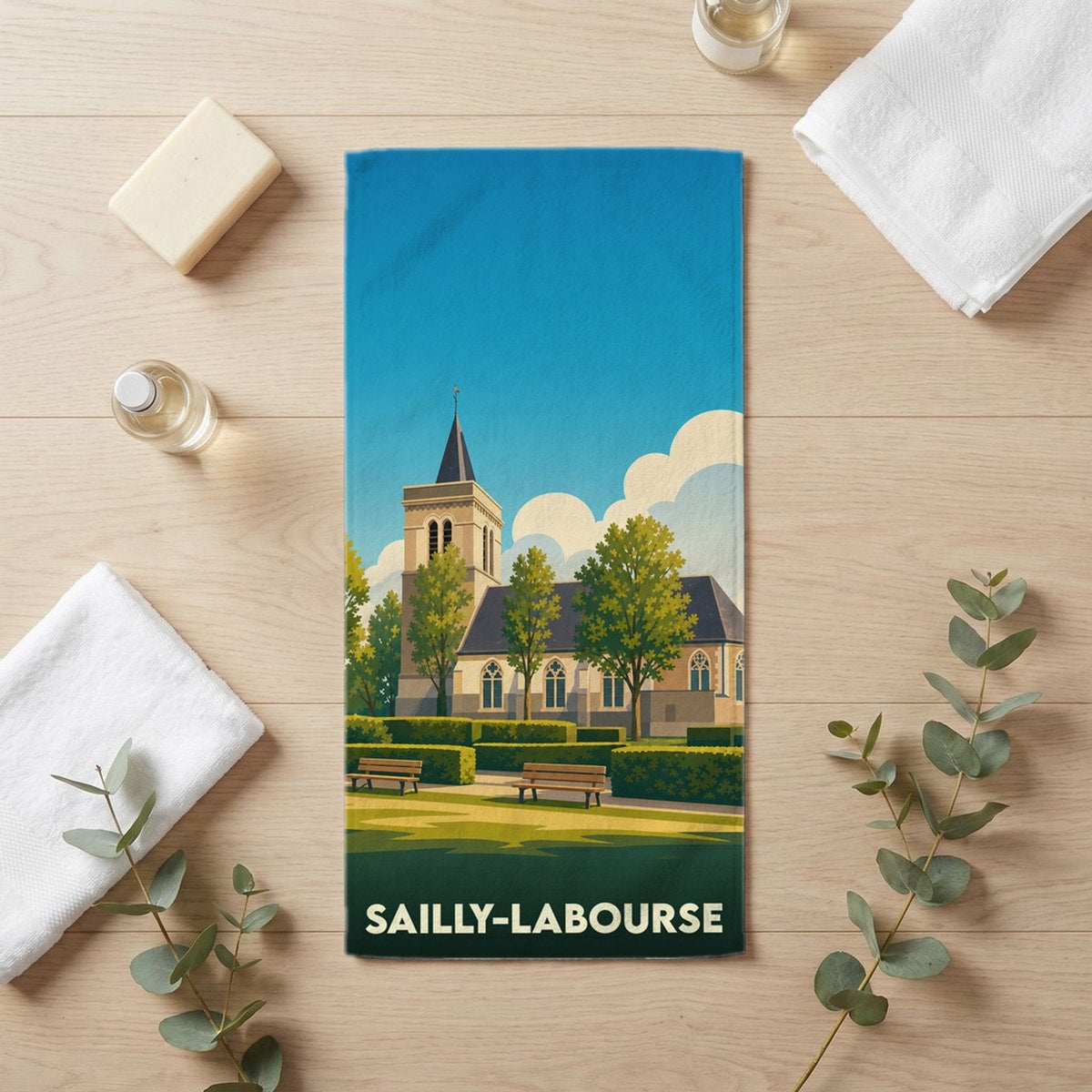 Serviette de bain 30 cm x 60 cm souvenir de Sailly-Labourse