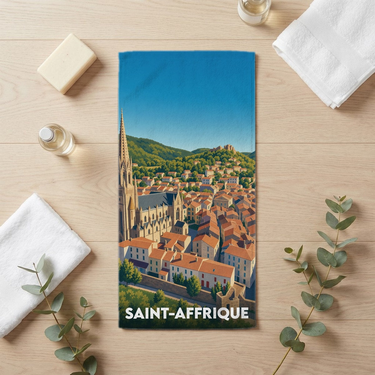 Serviette de bain 30 cm x 60 cm souvenir de Saint-Affrique