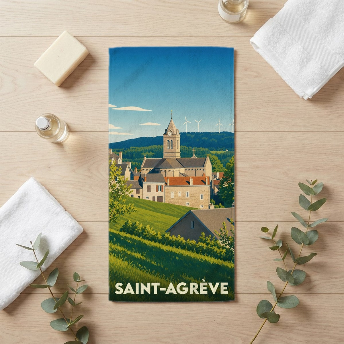 Serviette de bain 30 cm x 60 cm souvenir de Saint-Agrève