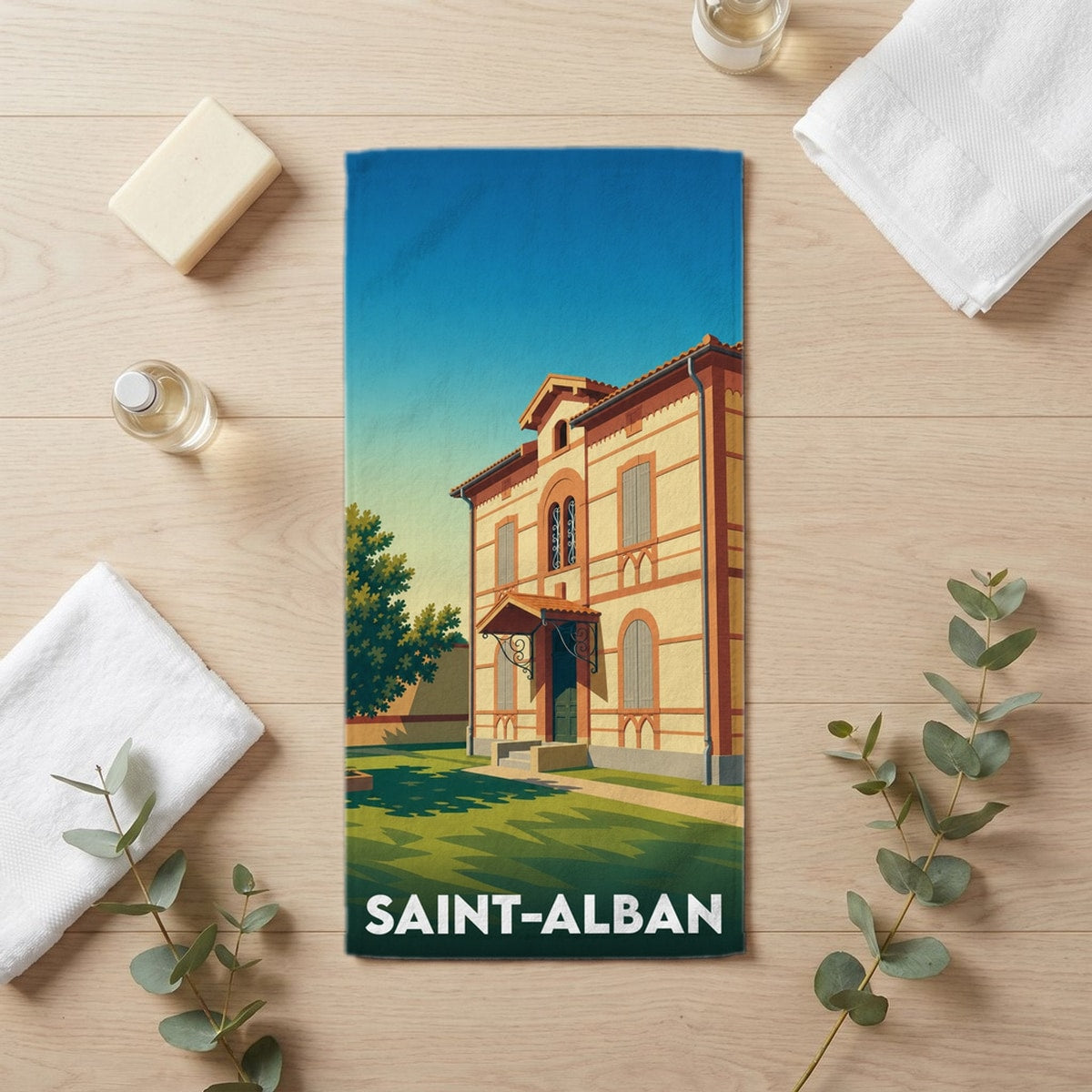 Serviette de bain 30 cm x 60 cm souvenir de Saint-Alban