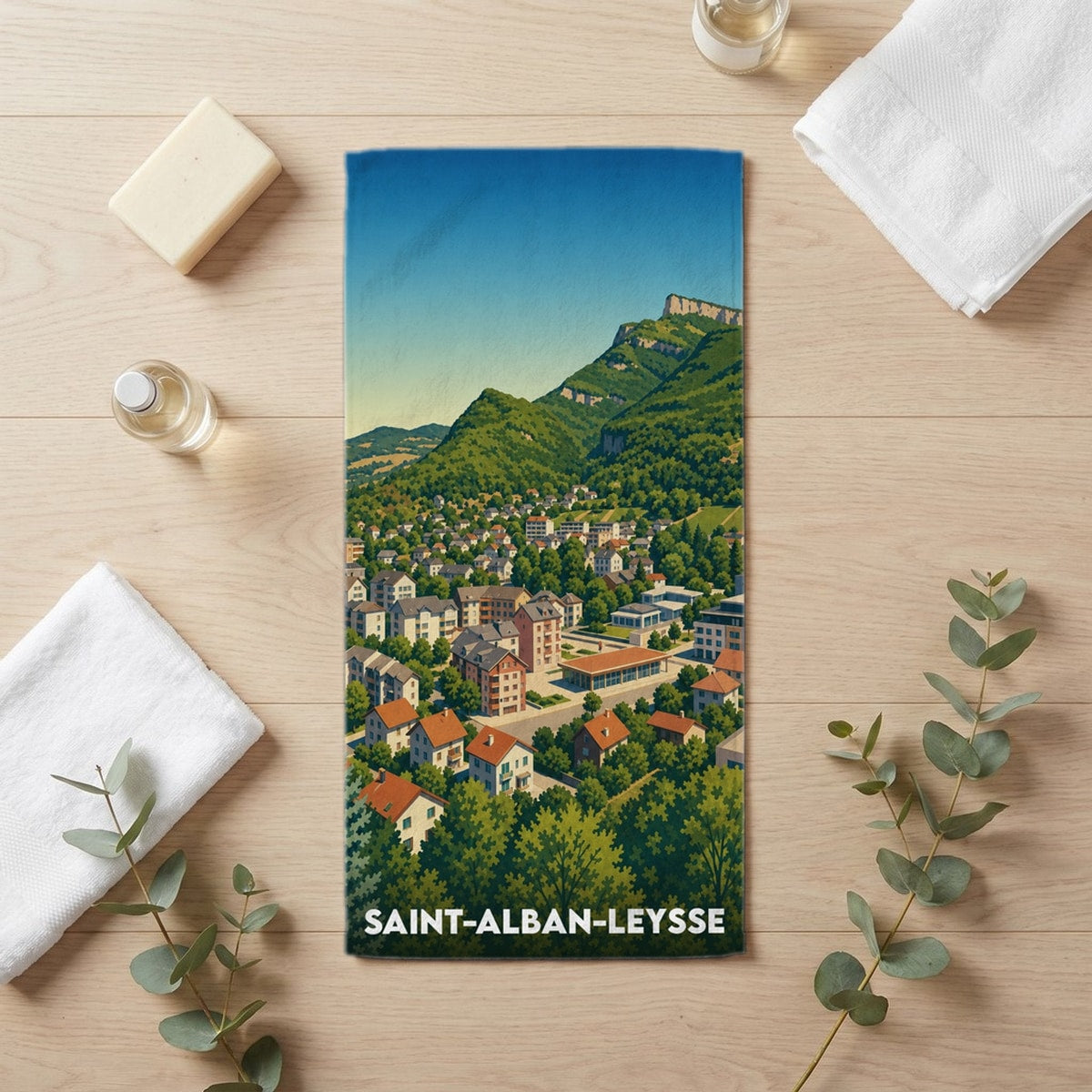 Serviette de bain 30 cm x 60 cm souvenir de Saint-Alban-Leysse