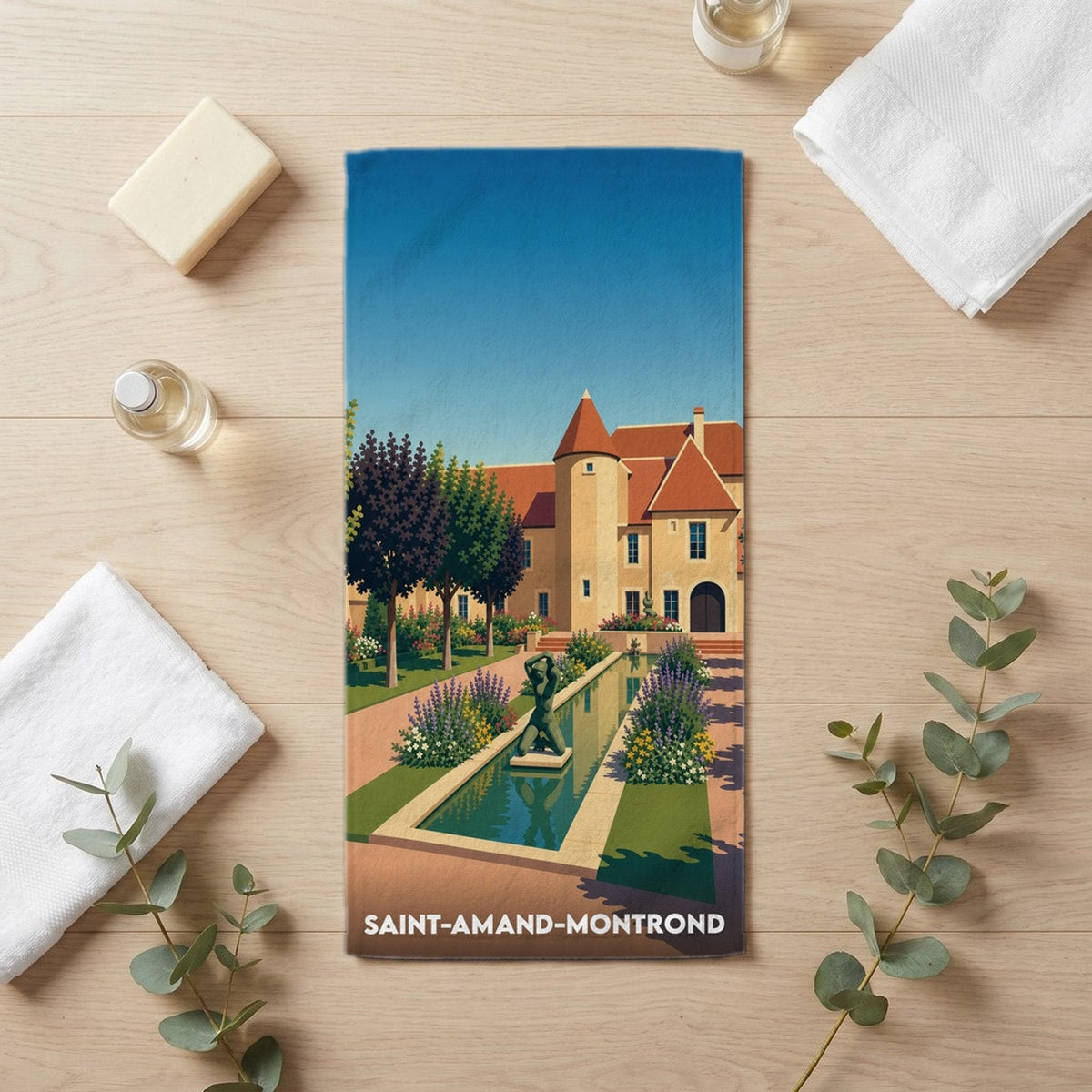Serviette de bain 30 cm x 60 cm souvenir de Saint-Amand-Montrond