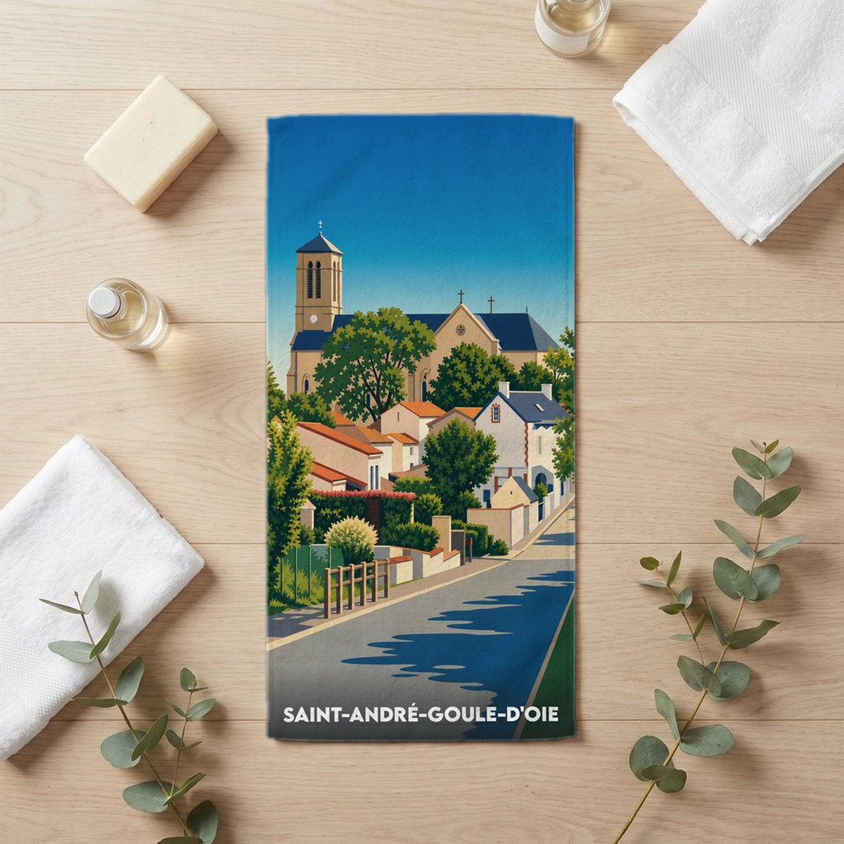 Serviette de bain 30 cm x 60 cm souvenir de Saint-André-Goule-d'Oie