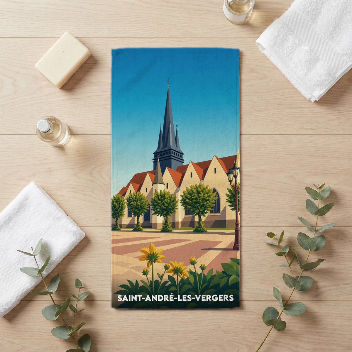 Serviette de bain 30 cm x 60 cm souvenir de Saint-André-les-Vergers