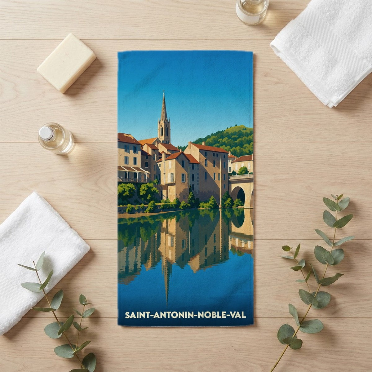 Serviette de bain 30 cm x 60 cm souvenir de Saint-Antonin-Noble-Val