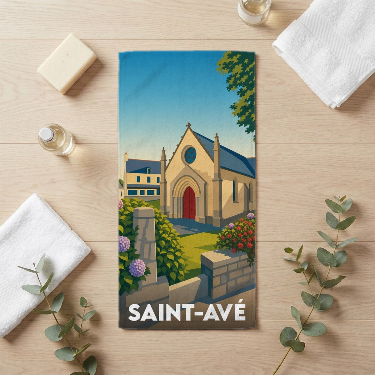 Serviette de bain 30 cm x 60 cm souvenir de Saint-Avé
