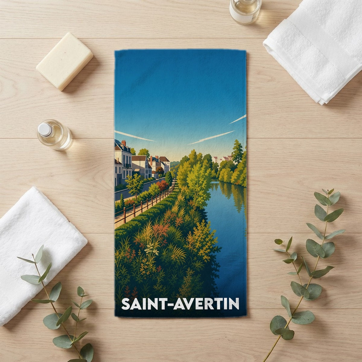 Serviette de bain 30 cm x 60 cm souvenir de Saint-Avertin