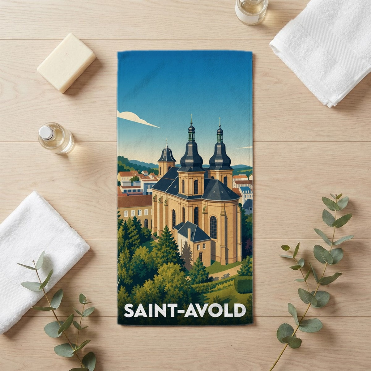 Serviette de bain 30 cm x 60 cm souvenir de Saint-Avold