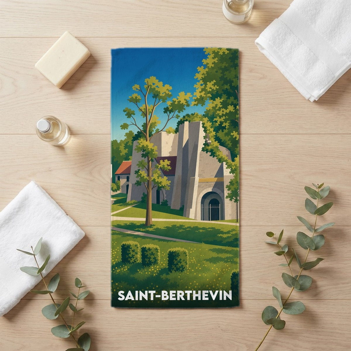 Serviette de bain 30 cm x 60 cm souvenir de Saint-Berthevin