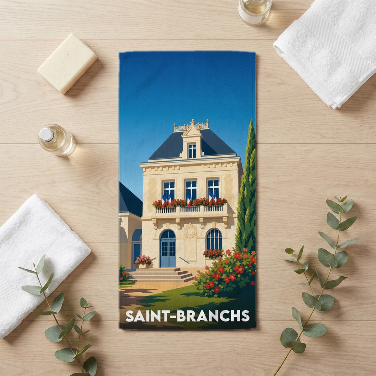 Serviette de bain 30 cm x 60 cm souvenir de Saint-Branchs