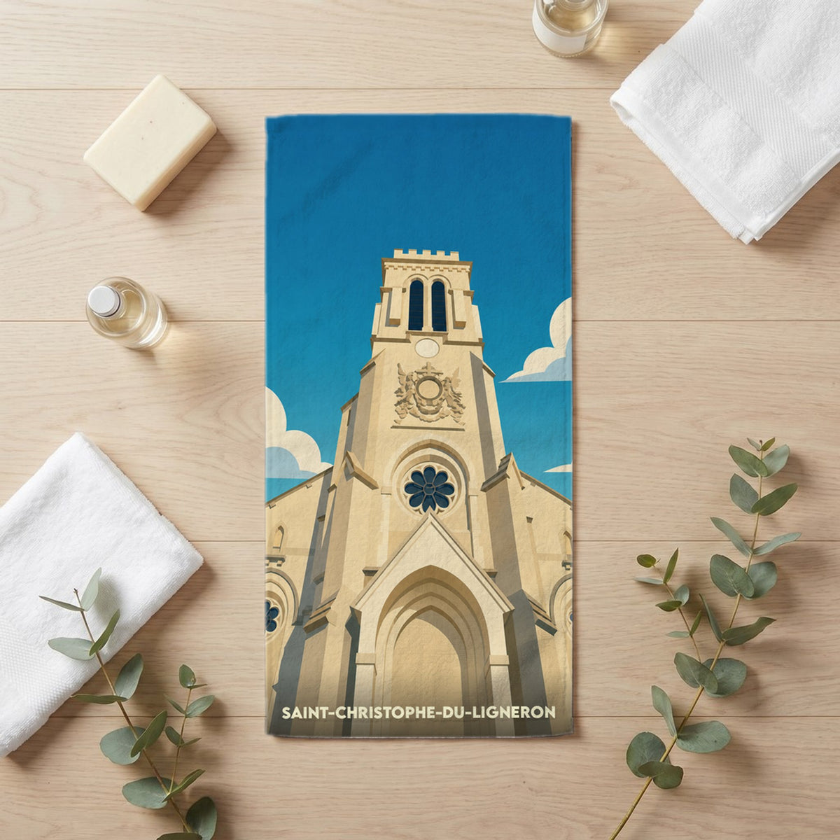Serviette de bain 30 cm x 60 cm souvenir de Saint-Christophe-du-Ligneron