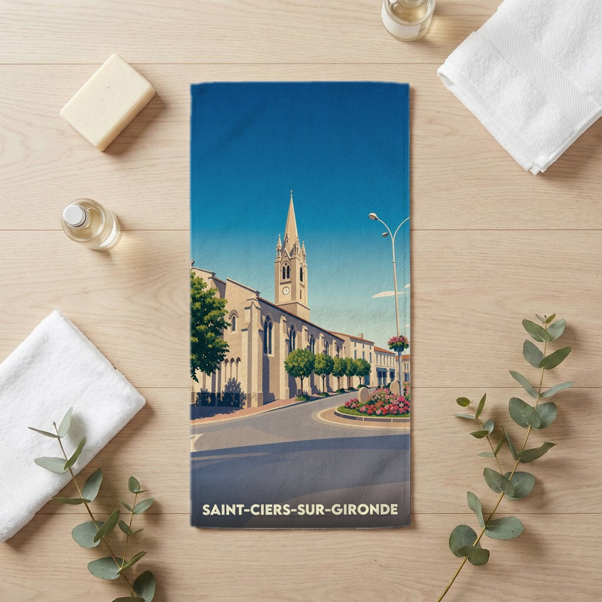 Serviette de bain 30 cm x 60 cm souvenir de Saint-Ciers-sur-Gironde