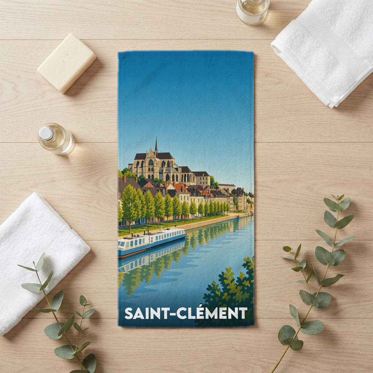 Serviette de bain 30 cm x 60 cm souvenir de Saint-Clément