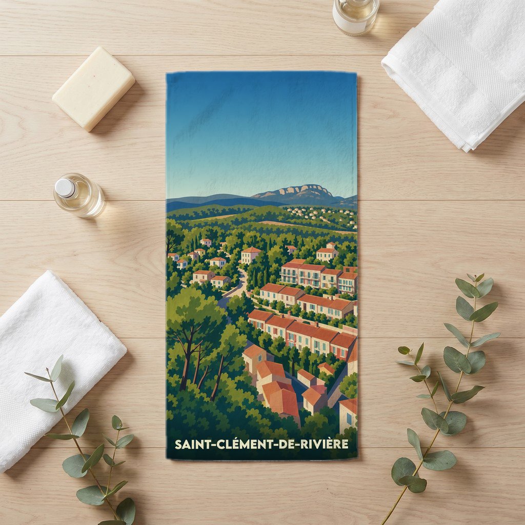 Serviette de bain 30 cm x 60 cm souvenir de Saint-Clément-de-Rivière