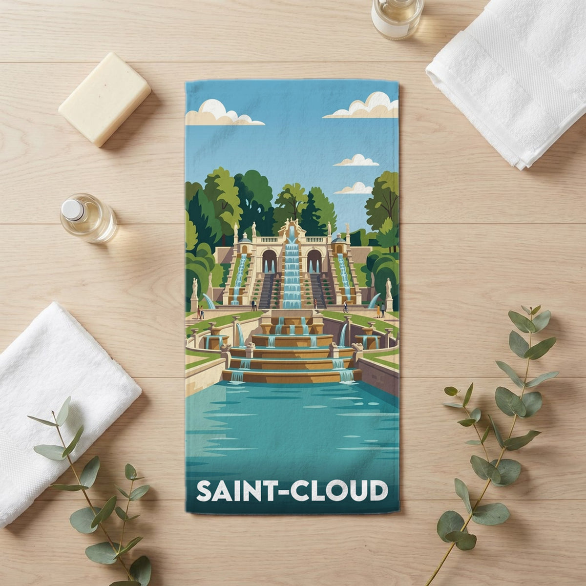 Serviette de bain 30 cm x 60 cm souvenir de Saint-Cloud