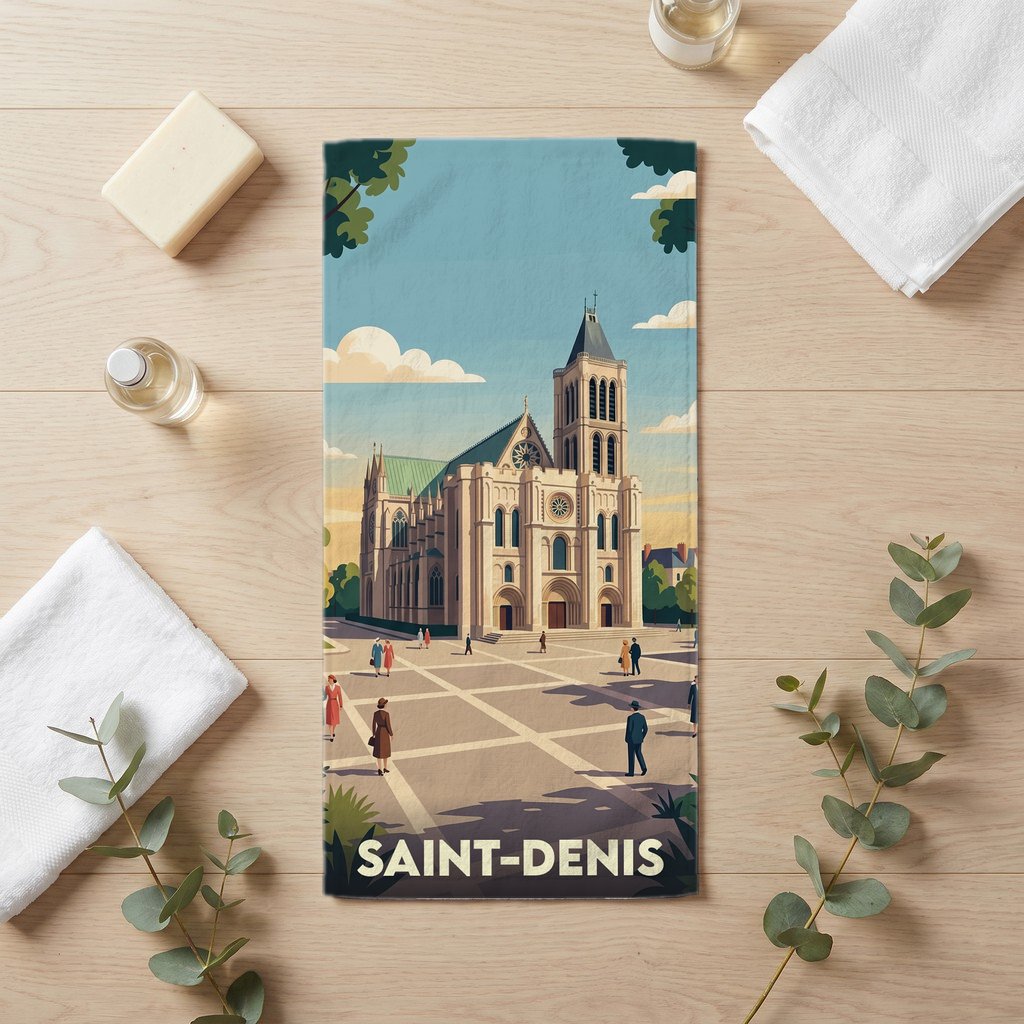 Serviette de bain 30 cm x 60 cm souvenir de Saint-Denis