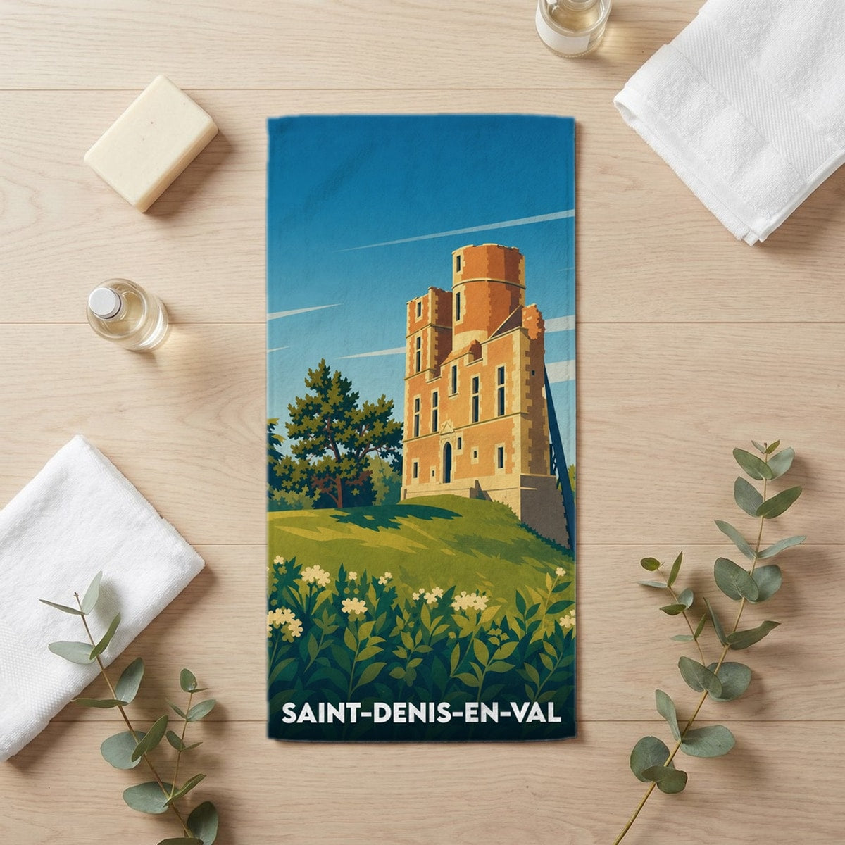 Serviette de bain 30 cm x 60 cm souvenir de Saint-Denis-en-Val