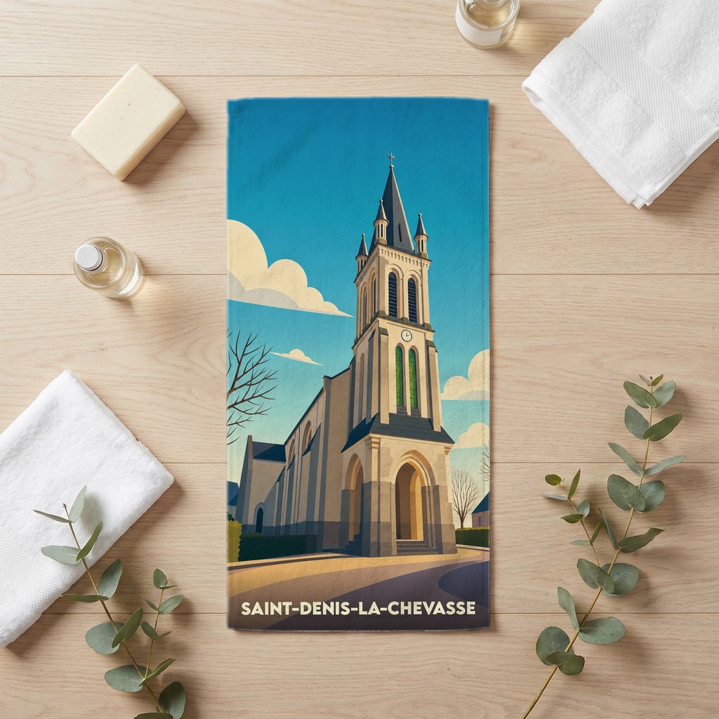 Serviette de bain 30 cm x 60 cm souvenir de Saint-Denis-la-Chevasse