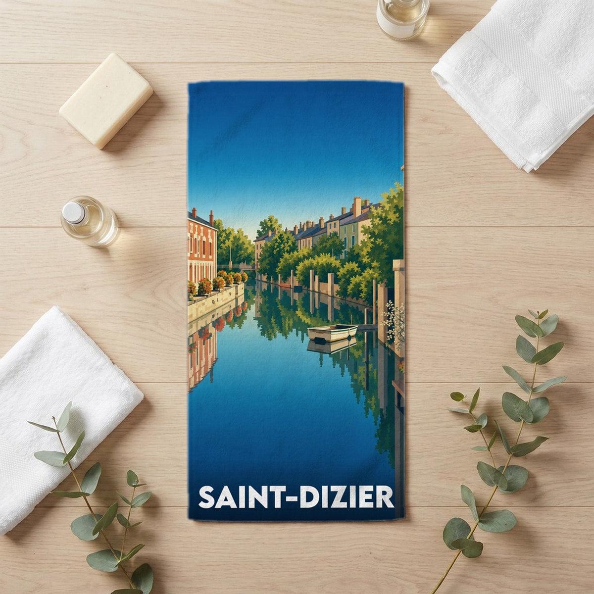 Serviette de bain 30 cm x 60 cm souvenir de Saint-Dizier