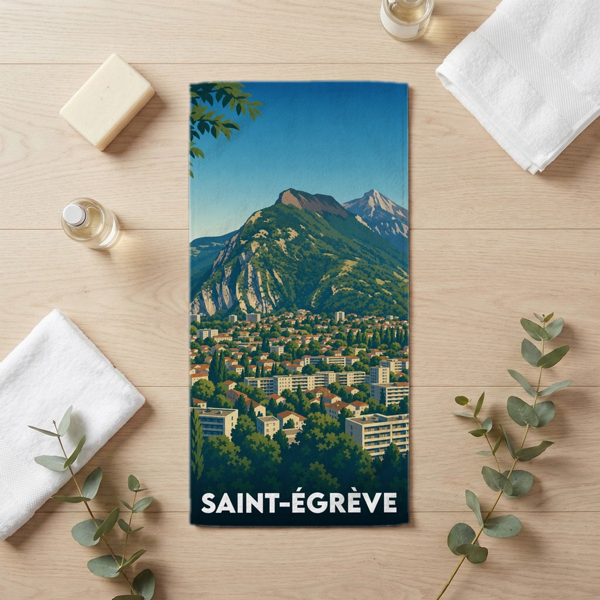 Serviette de bain 30 cm x 60 cm souvenir de Saint-Égrève