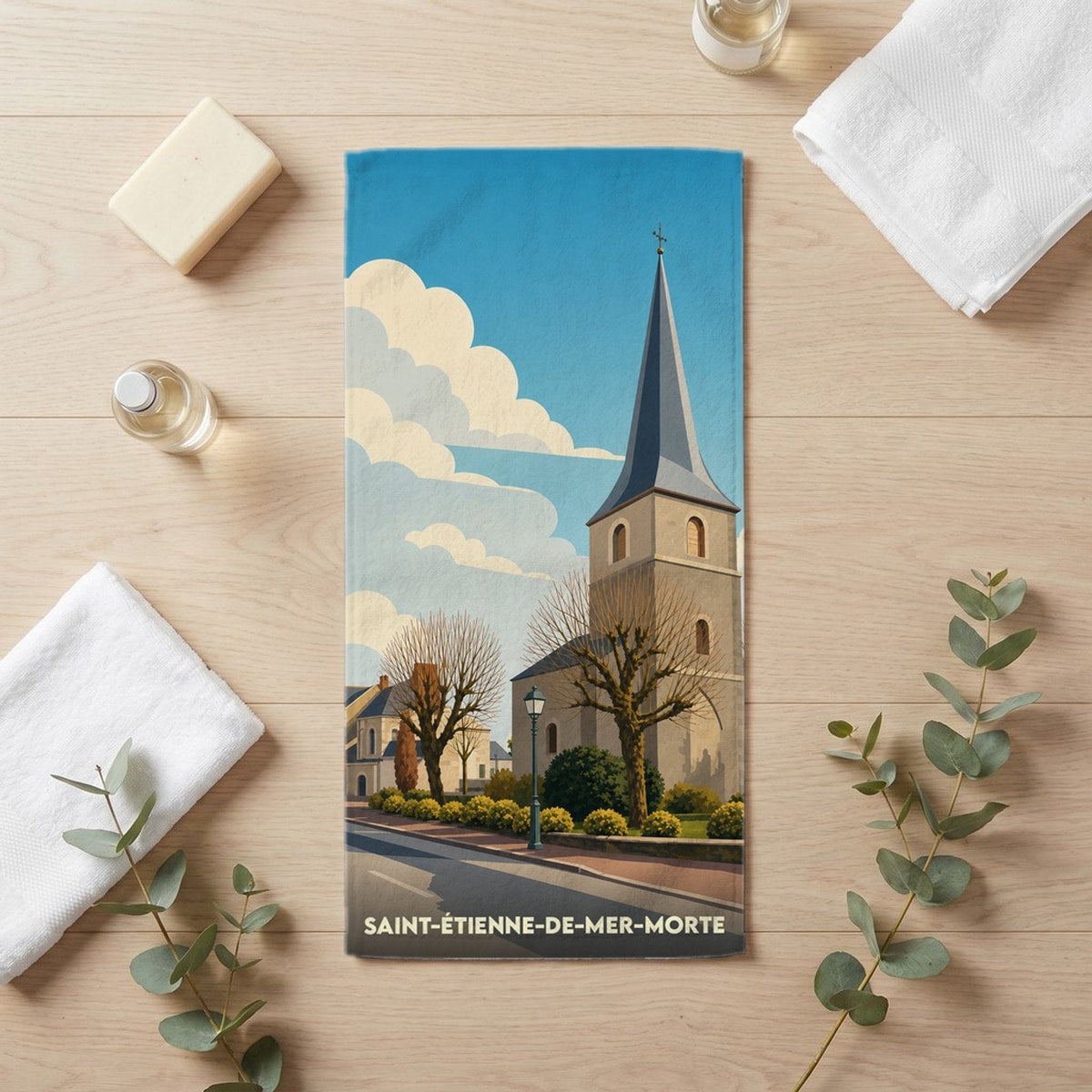 Serviette de bain 30 cm x 60 cm souvenir de Saint-Étienne-de-Mer-Morte