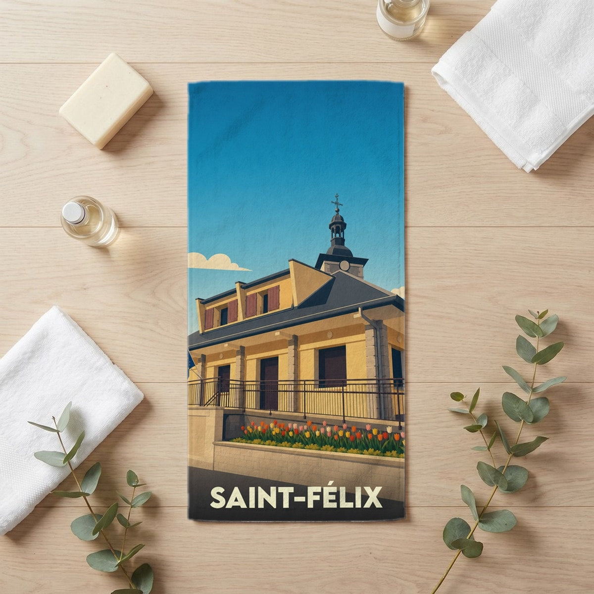 Serviette de bain 30 cm x 60 cm souvenir de Saint-Félix