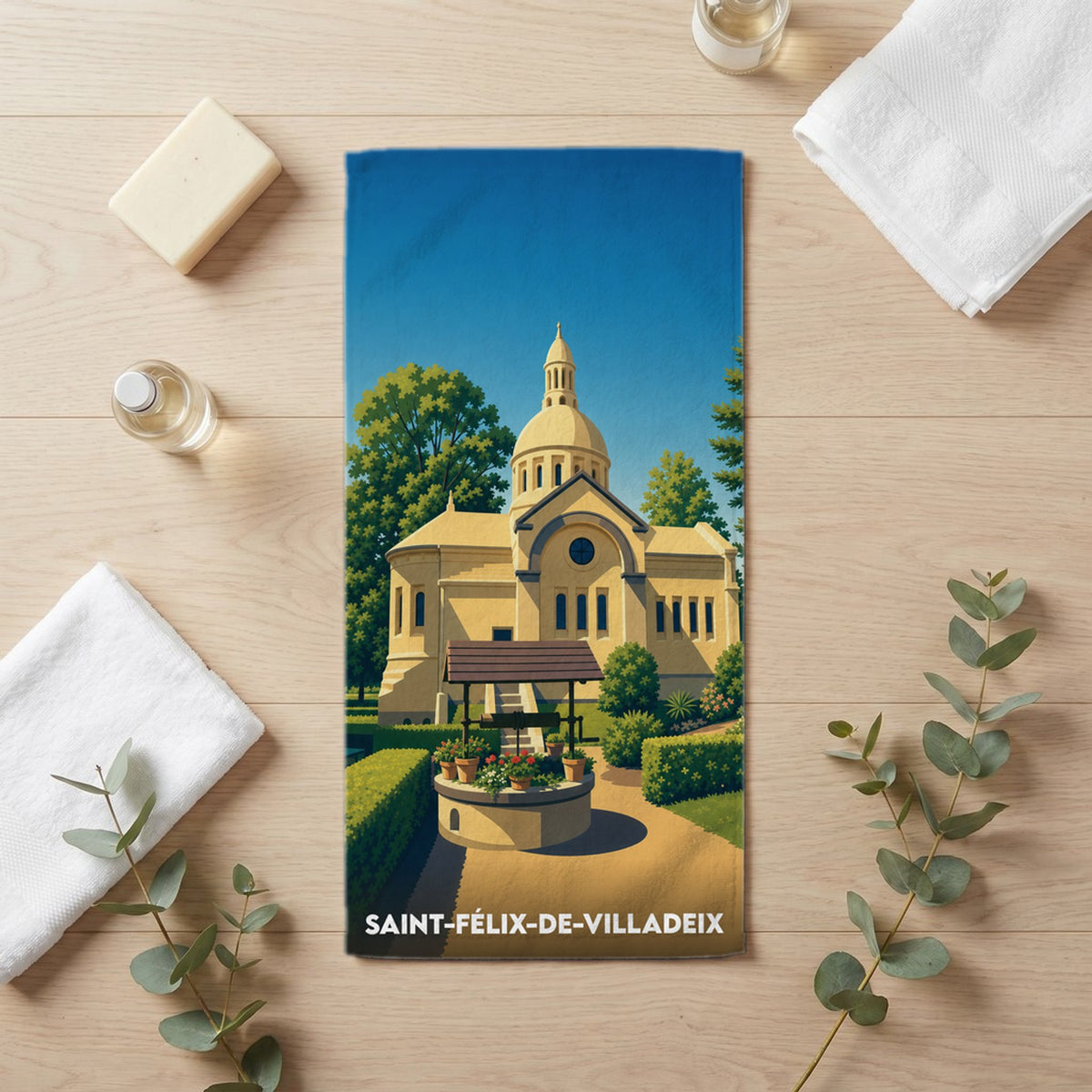 Serviette de bain 30 cm x 60 cm souvenir de Saint-Félix-de-Villadeix