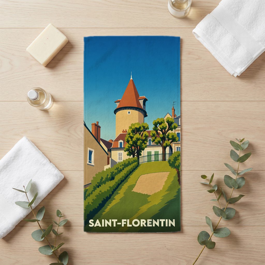 Serviette de bain 30 cm x 60 cm souvenir de Saint-Florentin