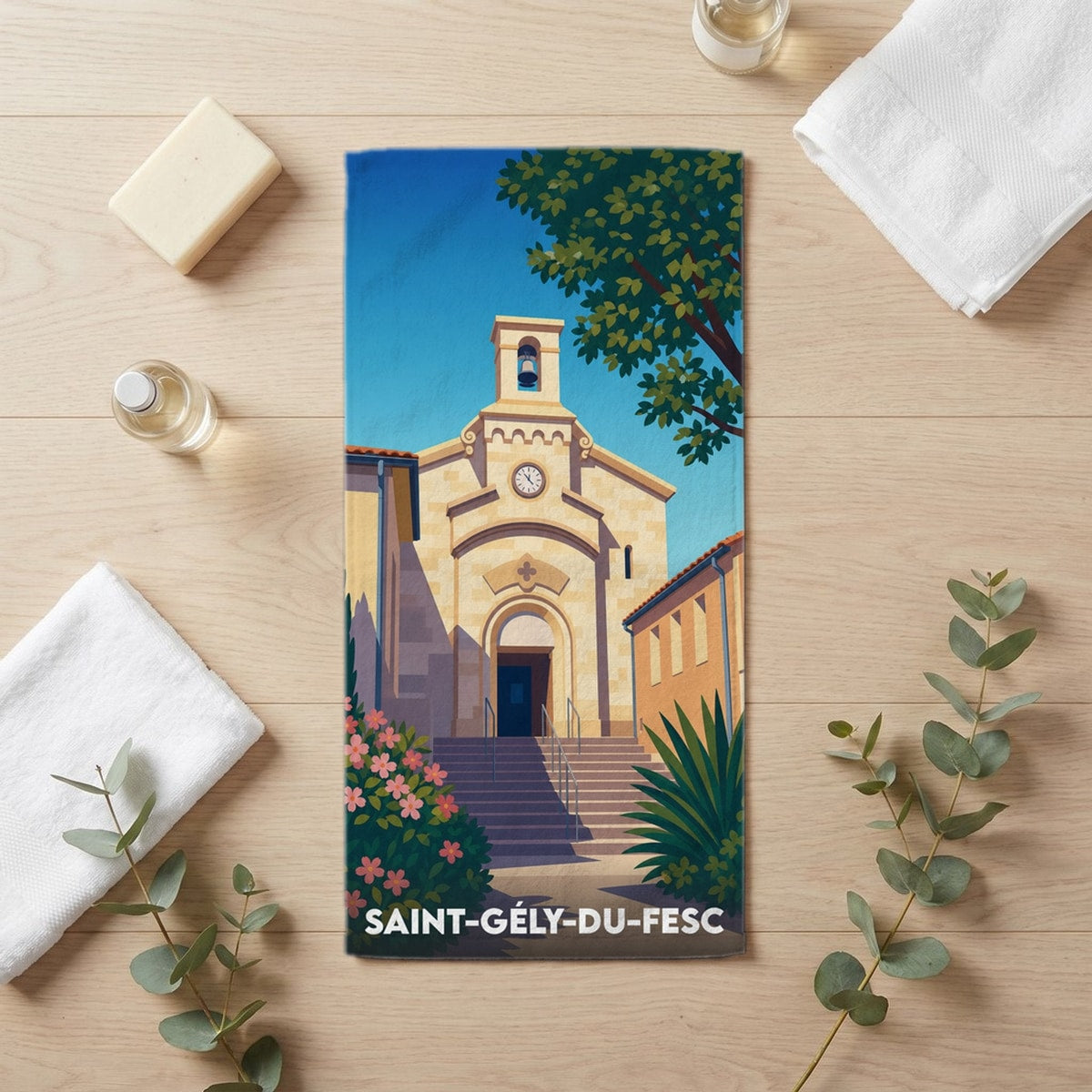 Serviette de bain 30 cm x 60 cm souvenir de Saint-Gély-du-Fesc