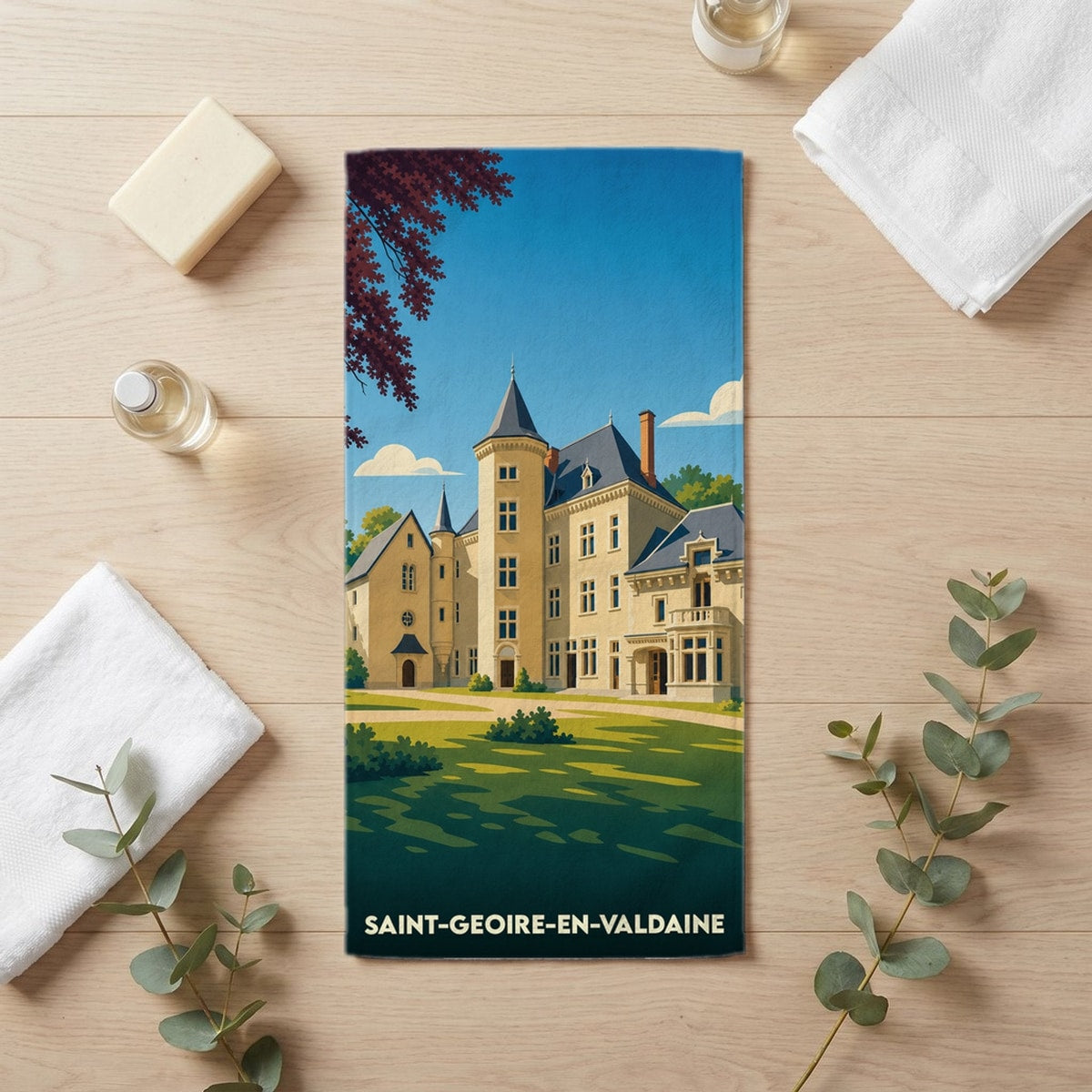 Serviette de bain 30 cm x 60 cm souvenir de Saint-Geoire-en-Valdaine