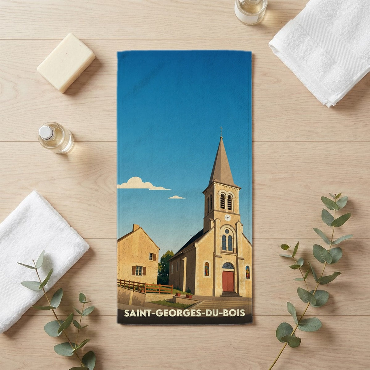Serviette de bain 30 cm x 60 cm souvenir de Saint-Georges-du-Bois