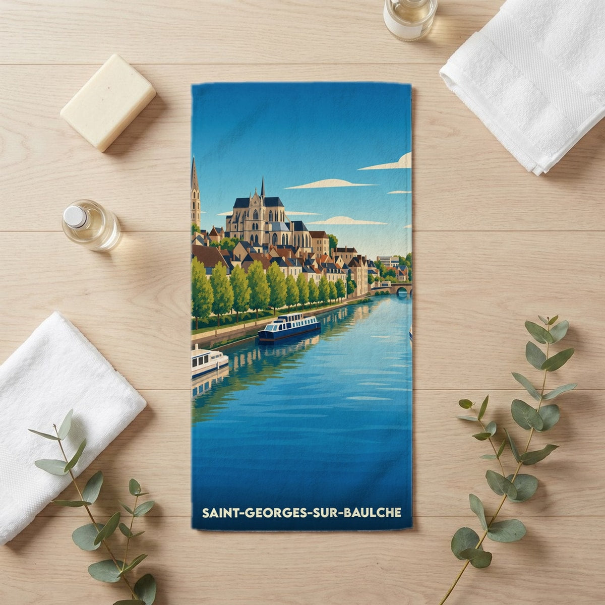 Serviette de bain 30 cm x 60 cm souvenir de Saint-Georges-sur-Baulche