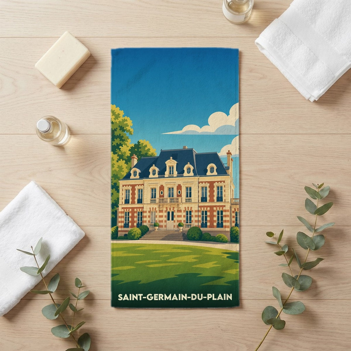 Serviette de bain 30 cm x 60 cm souvenir de Saint-Germain-du-Plain